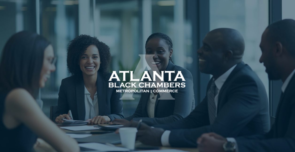 Atlanta Black Chambers brand graphic with the chamber logo over a business meeting