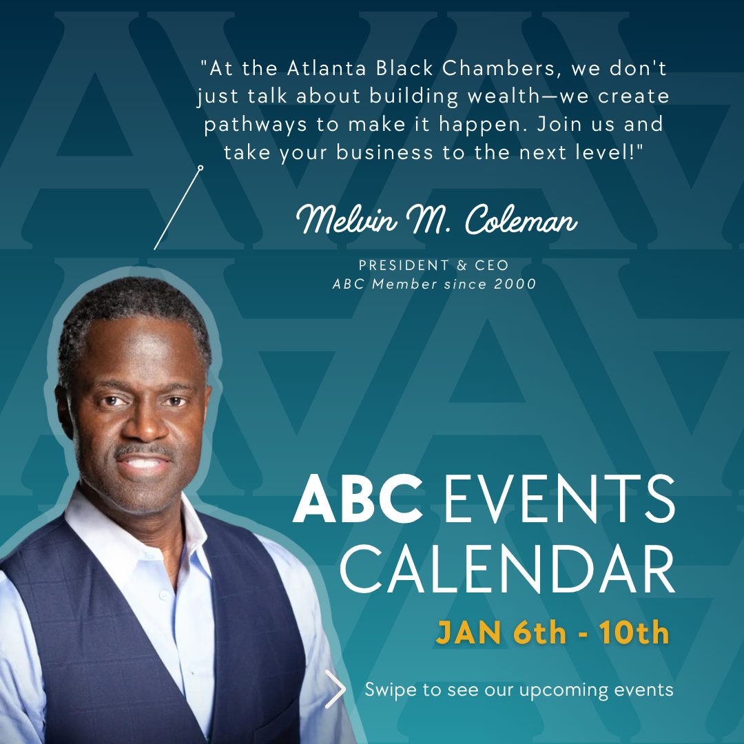 ABC Events Calendar promotional graphic featuring President and CEO Melvin M. Coleman
