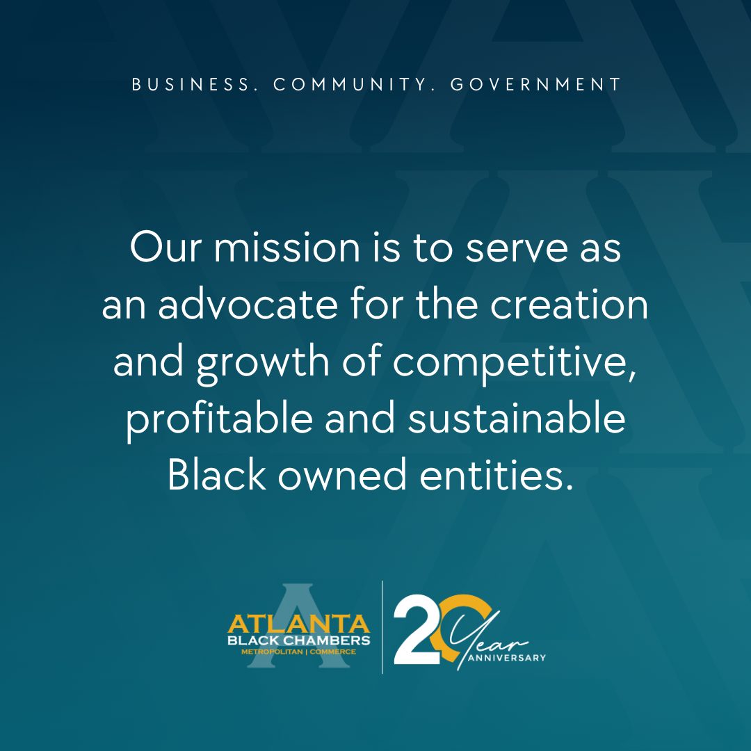 Atlanta Black Chambers mission statement graphic in white text on a teal background