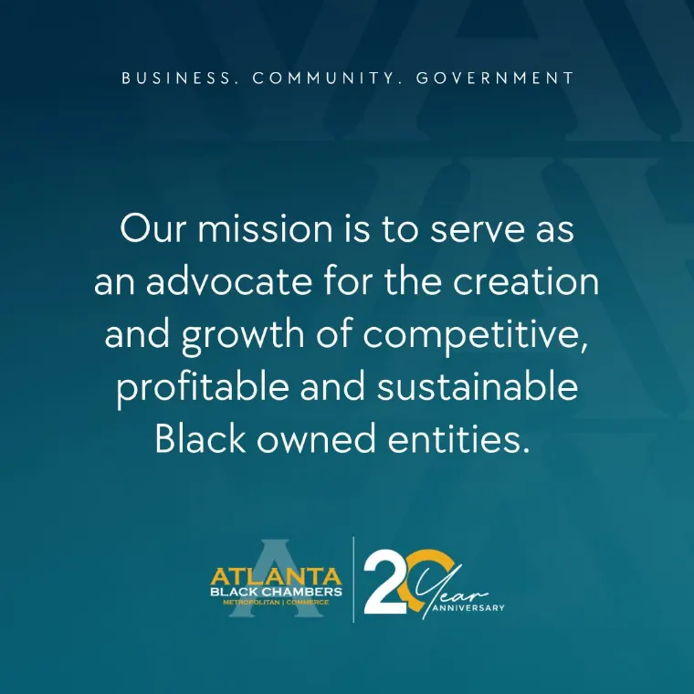 Atlanta Black Chambers mission statement graphic in white text on a teal background