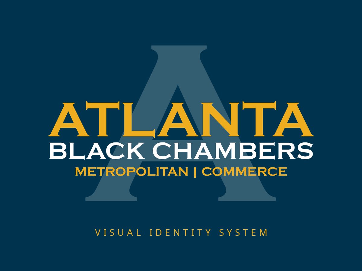 Atlanta Black Chambers visual identity system artwork in gold and white on deep navy