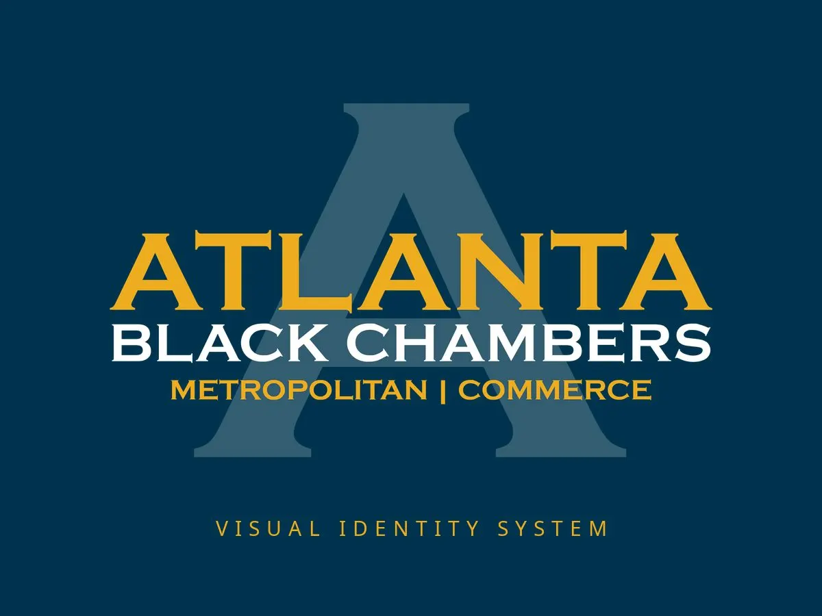 Atlanta Black Chambers visual identity system artwork in gold and white on deep navy