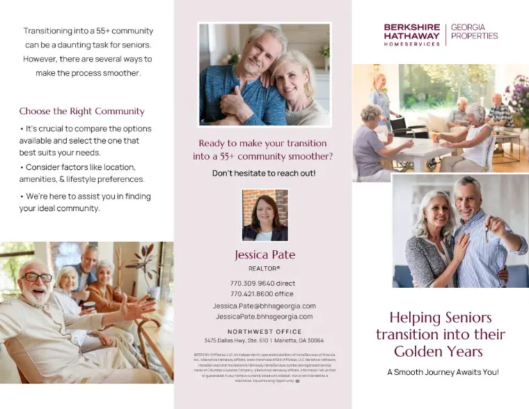 55+ community tri-fold brochure for Jessica Pate